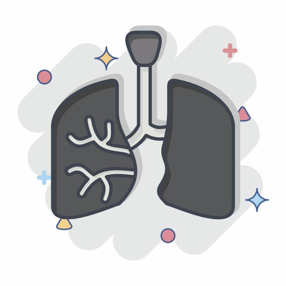 Icon Lungs. related to Human Organ symbol. comic style. simple design editable. simple illustration vector
