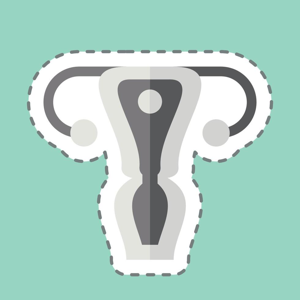 Sticker line cut Uterus. related to Human Organ symbol. simple design editable. simple illustration vector