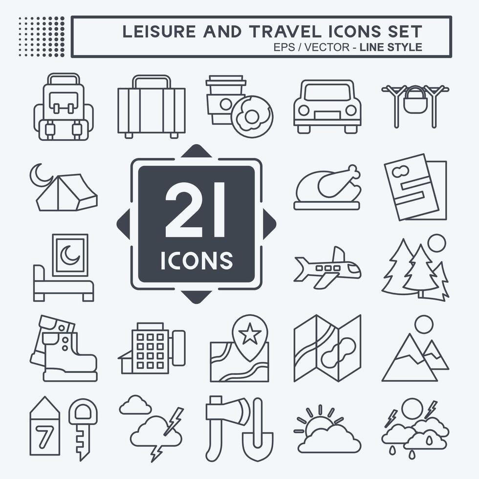 Icon Set Leisure and Travel. related to Holiday symbol. line style. simple design illustration. vector