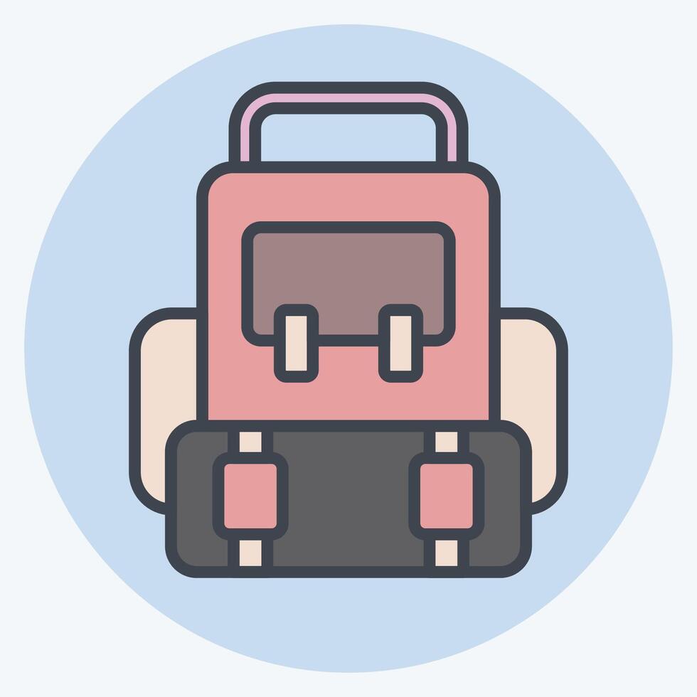 Icon Backpack. related to Leisure and Travel symbol. color mate style. simple design illustration. vector