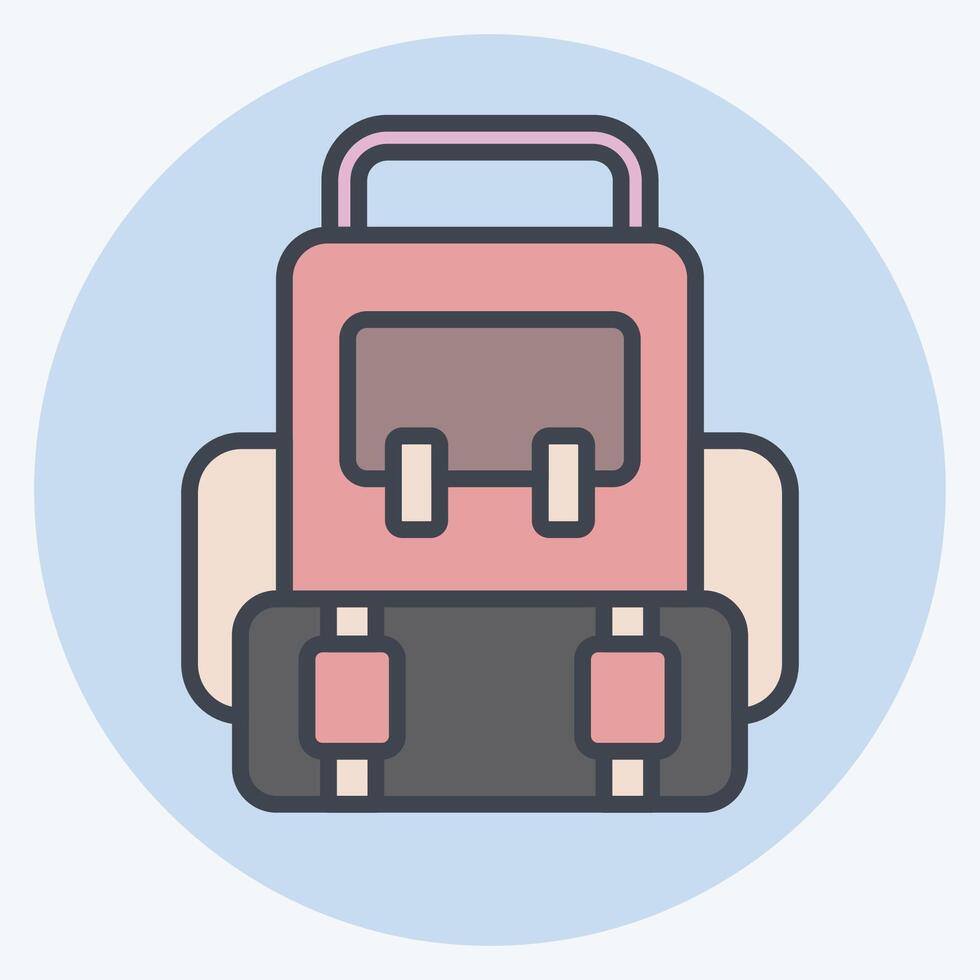 icono mochila. relacionado a ocio y viaje símbolo. color compañero estilo. sencillo diseño ilustración. vector