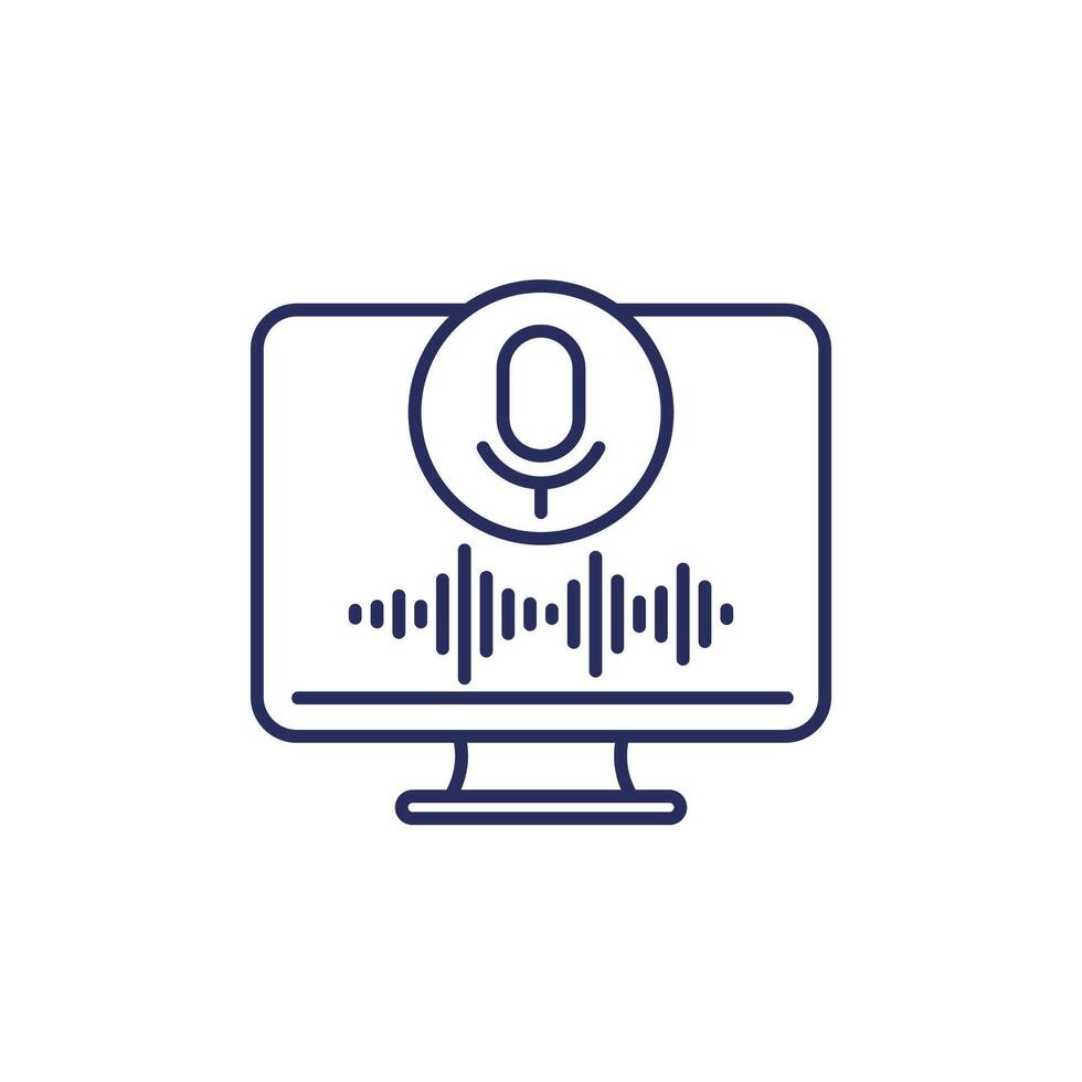 voice recognition line icon on white vector