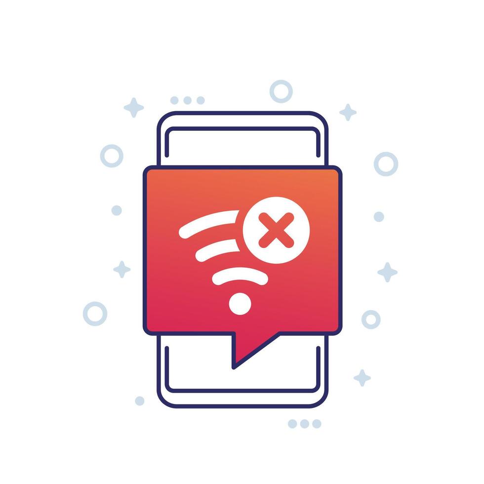 no wi-fi connection icon with a smart phone vector