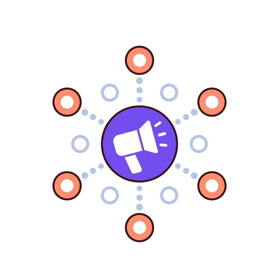 Multichannel marketing icon, flat design vector