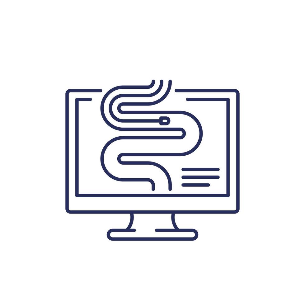 endoscopy icon on white, line vector