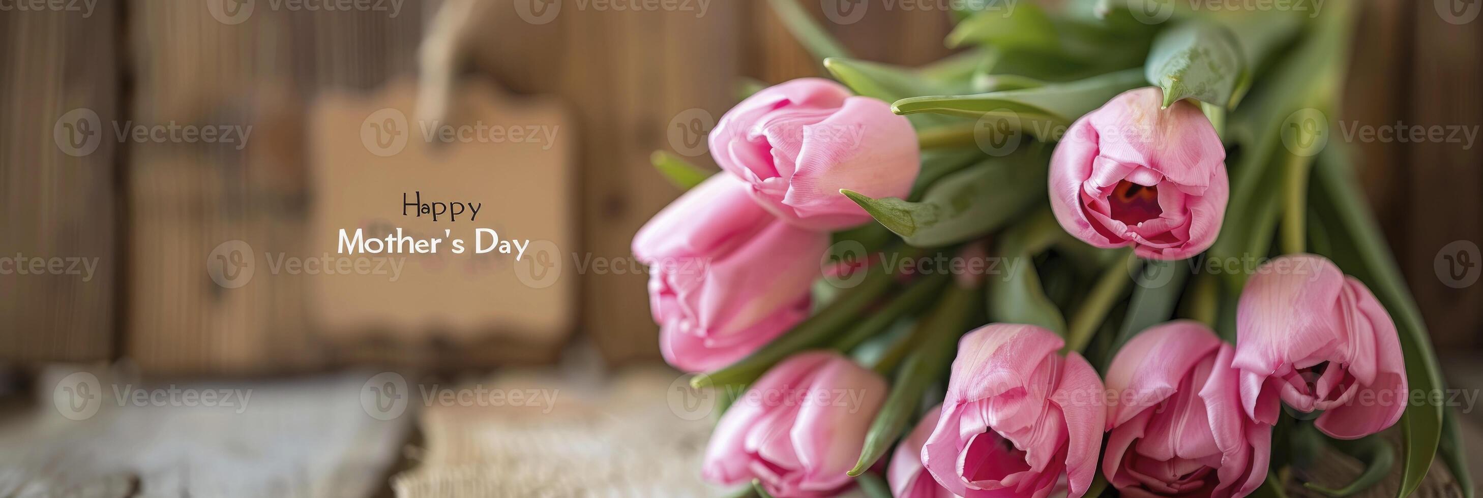 AI generated Flowers with the text Happy Mothers Day photo