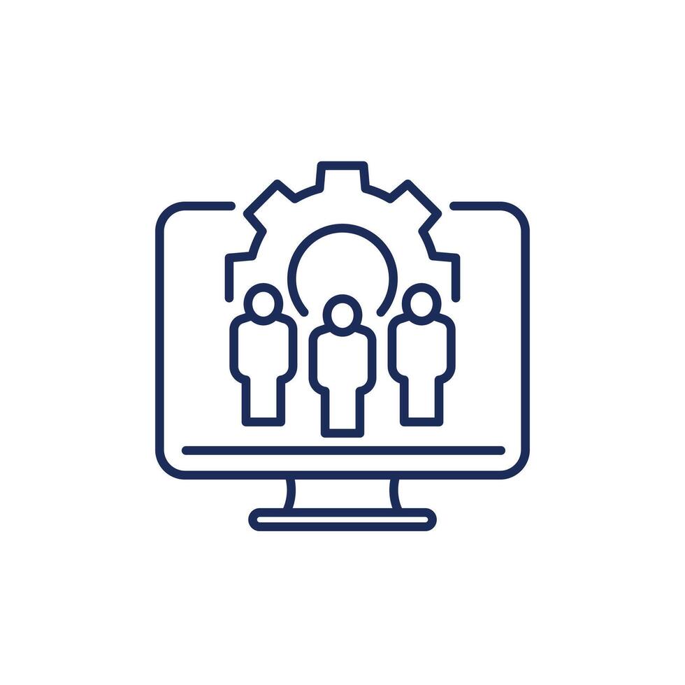 HR management software line icon vector