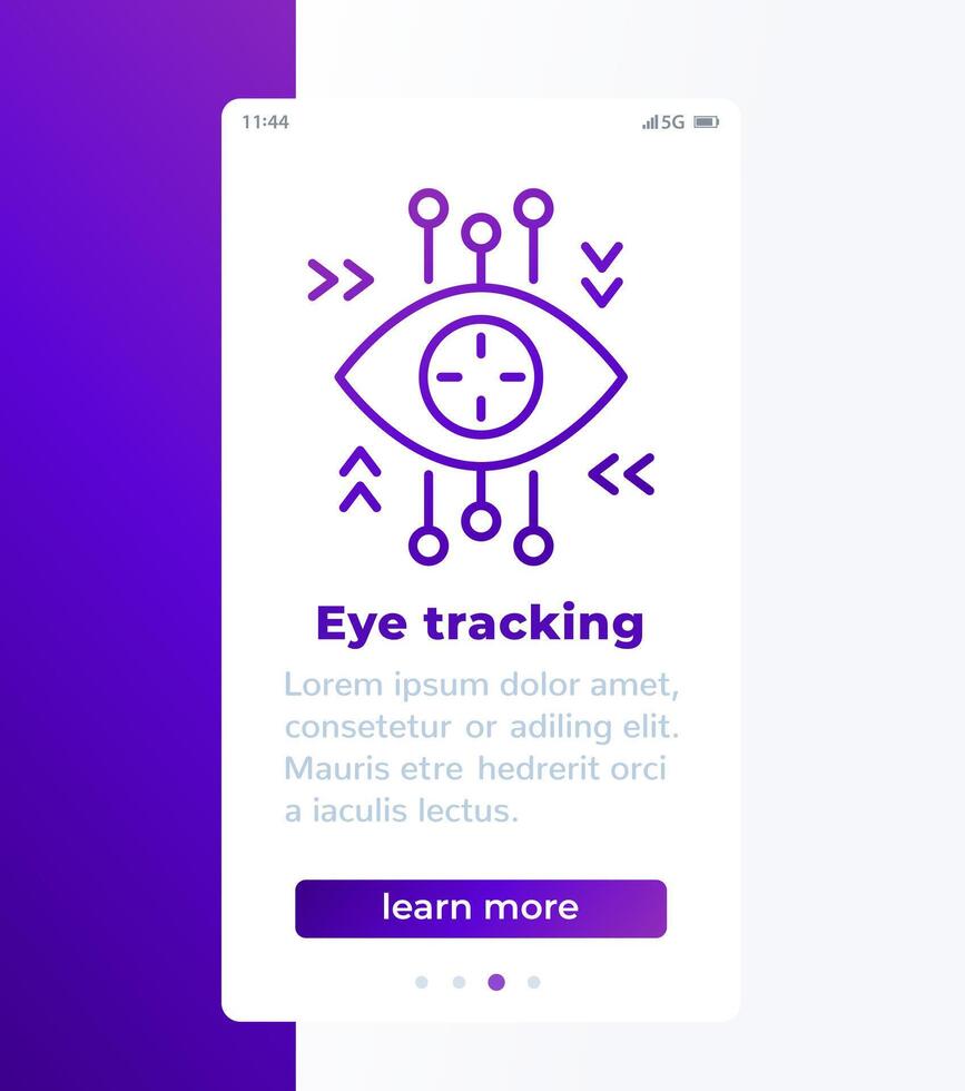 eye tracking mobile banner with line icon vector