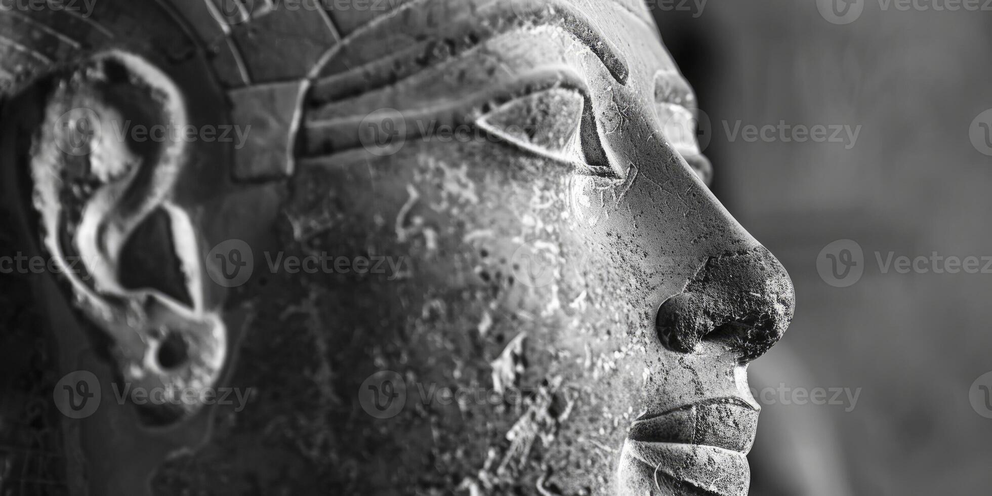 AI generated Monochrome Majesty, Egyptian Figure Captured in Classic Black and White, Echoing Timeless Elegance and Mystery. photo