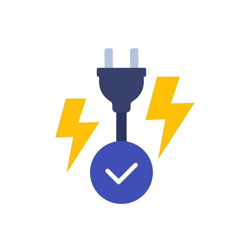 electric plug, electricity icon on white vector