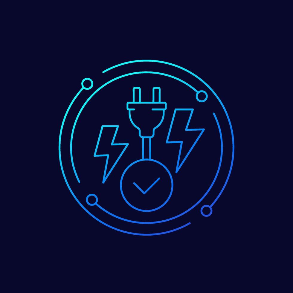 electric plug, electricity icon, linear design vector