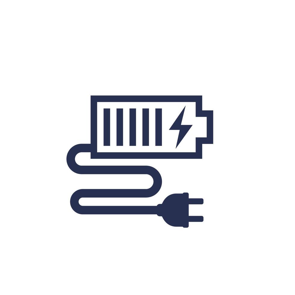 battery and electric plug icon vector