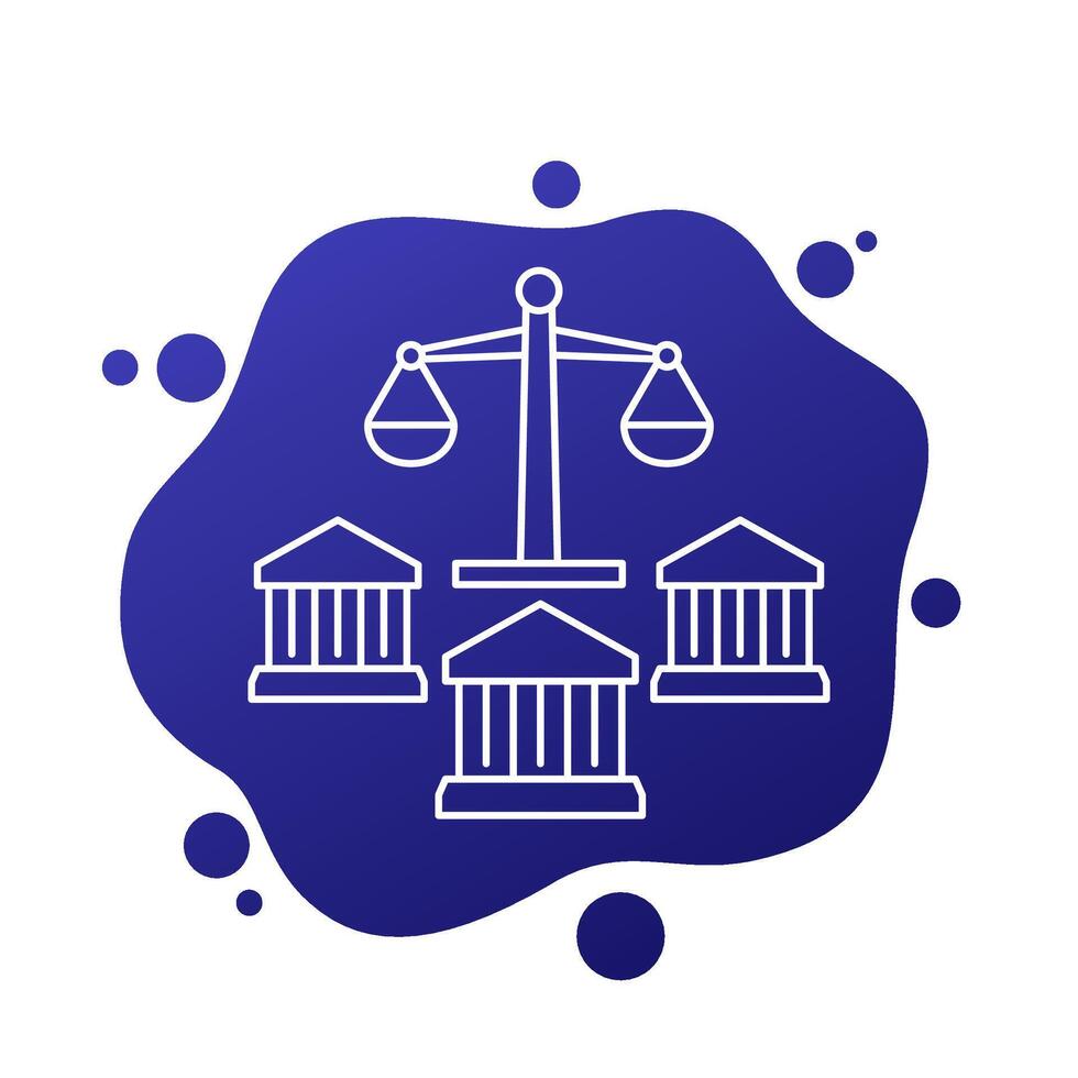 banking law line icon with scales, vector