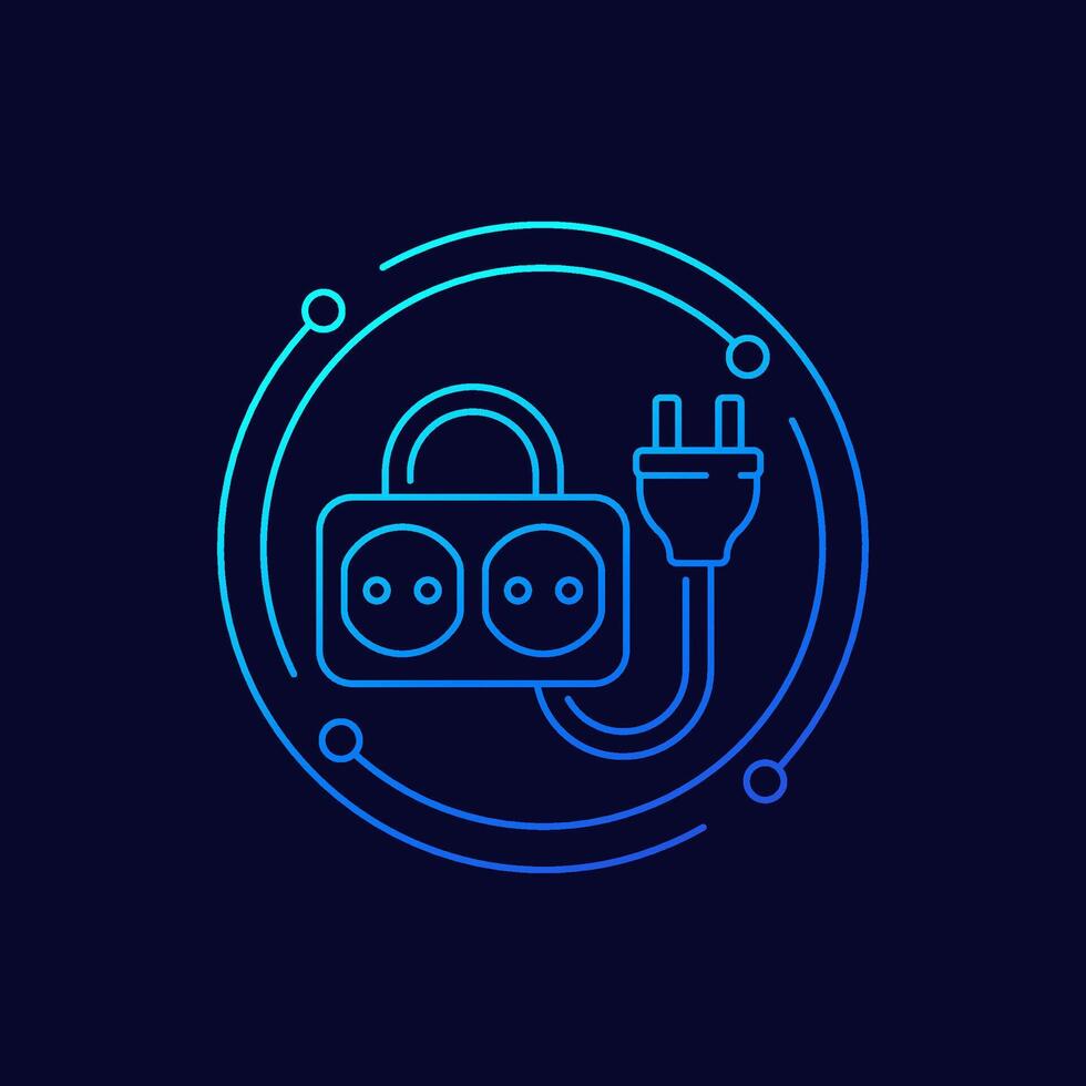 electric plug and a socket icon, linear design vector