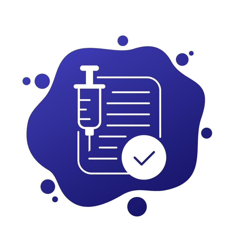 vaccination certificate icon with a syringe, vector