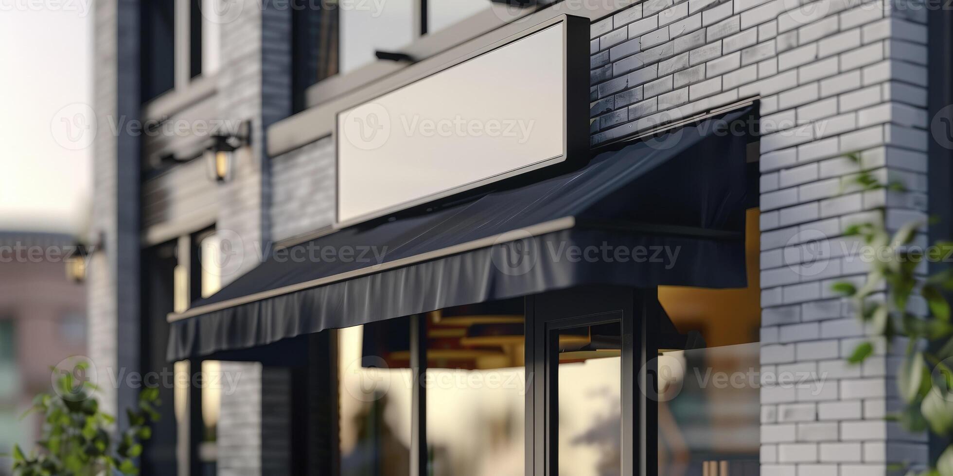 AI generated Modern Close-Up of the Vertical Sign Atop a New Restaurant, Signifying Contemporary Style and Culinary Excellence. photo