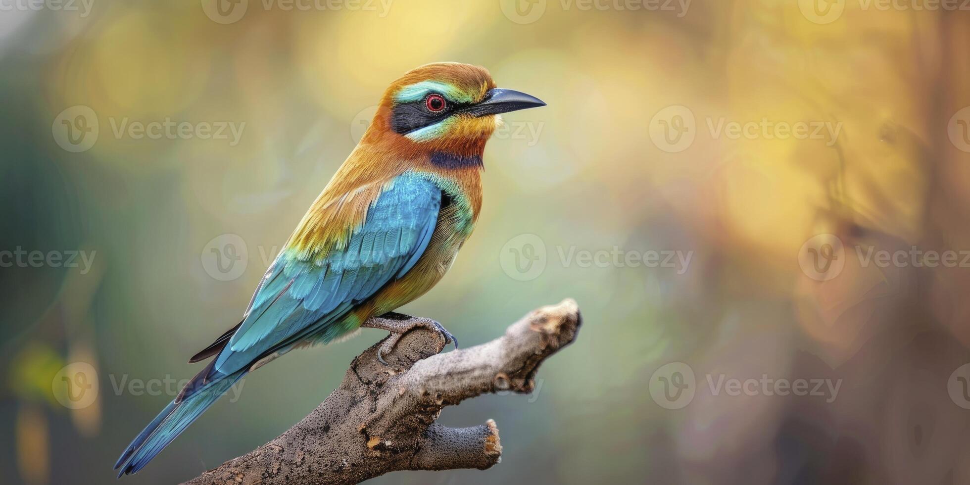 AI generated Glimpses of Nature. Macro Photography Capturing the Beauty of a Bird in Soft Pastel Tones, Enhanced by Dreamy Bokeh Background. photo