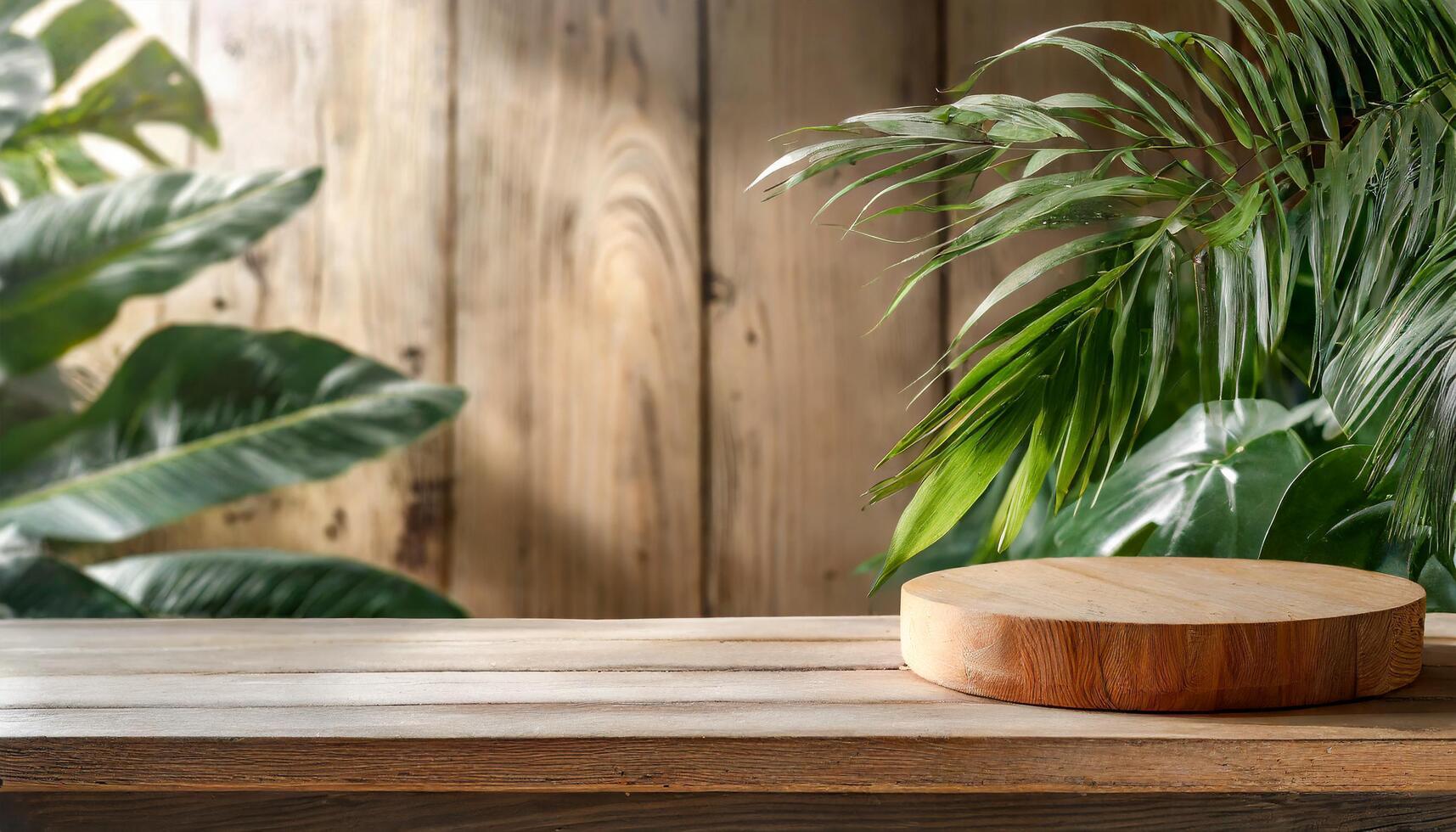 AI generated Wooden background for product v1 photo