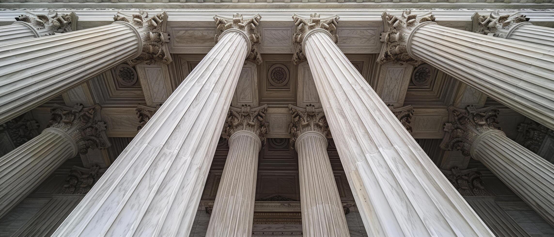 AI generated Pillars of Justice. Columns at the U.S. Supreme Court, Symbolizing Stability and the Rule of Law. photo