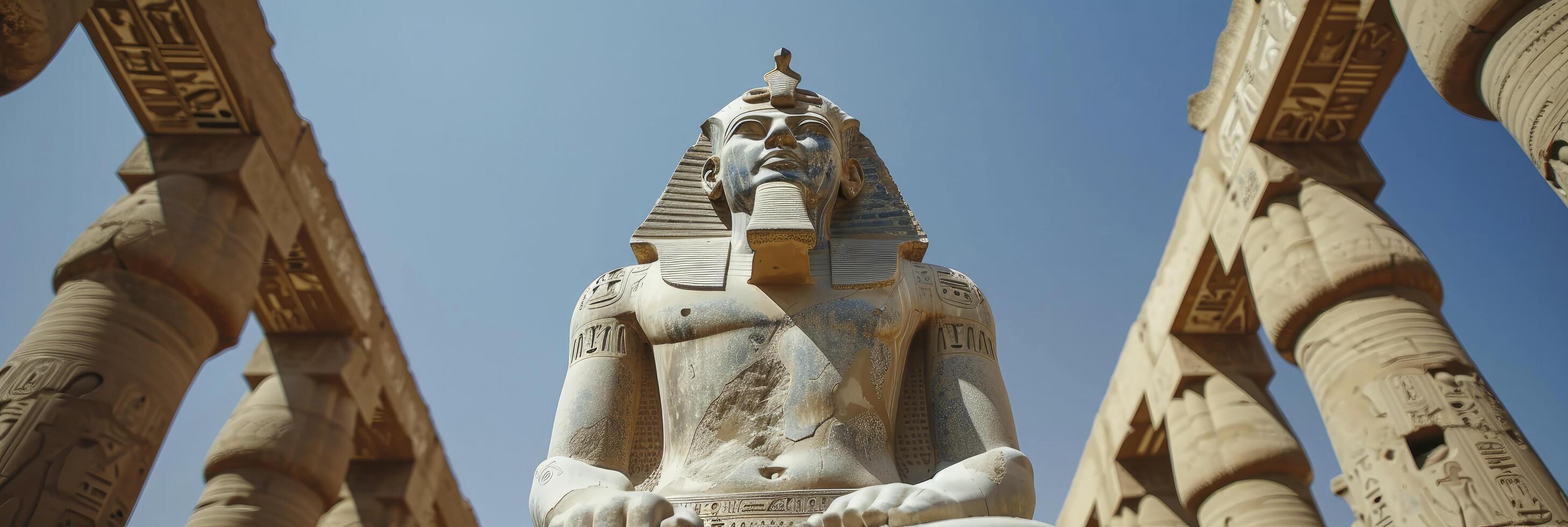 AI generated A statue of an egyptian pharaoh located outside temple in egypt photo