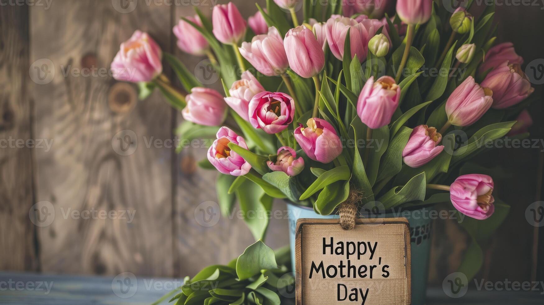 AI generated Flowers with the text Happy Mothers Day photo