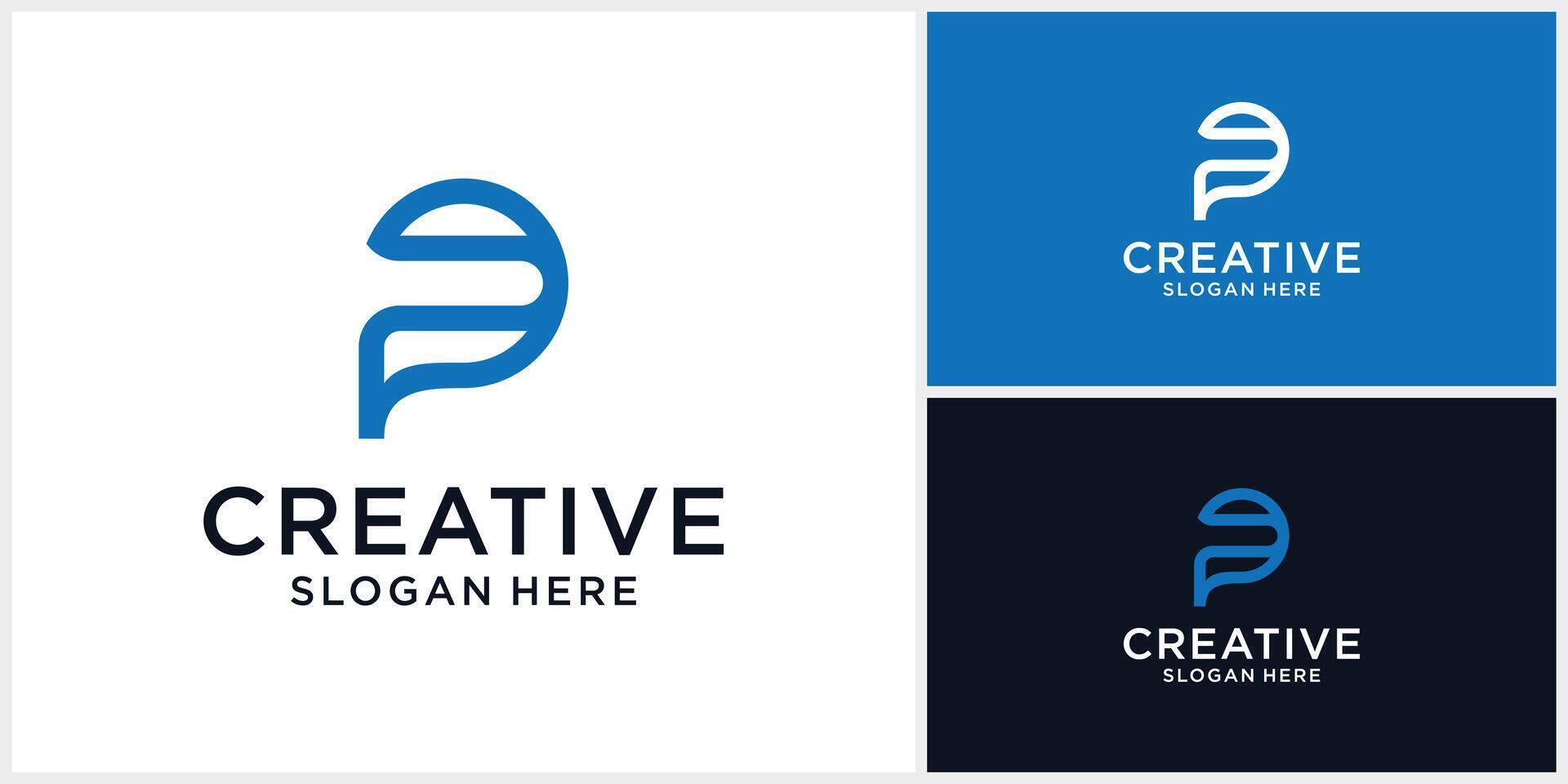 Initial letter P logo design template with liner style vector