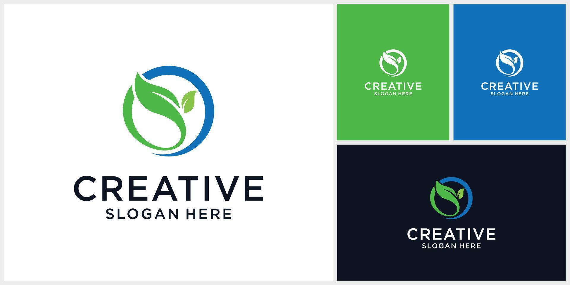 Leaf with circle vector logo