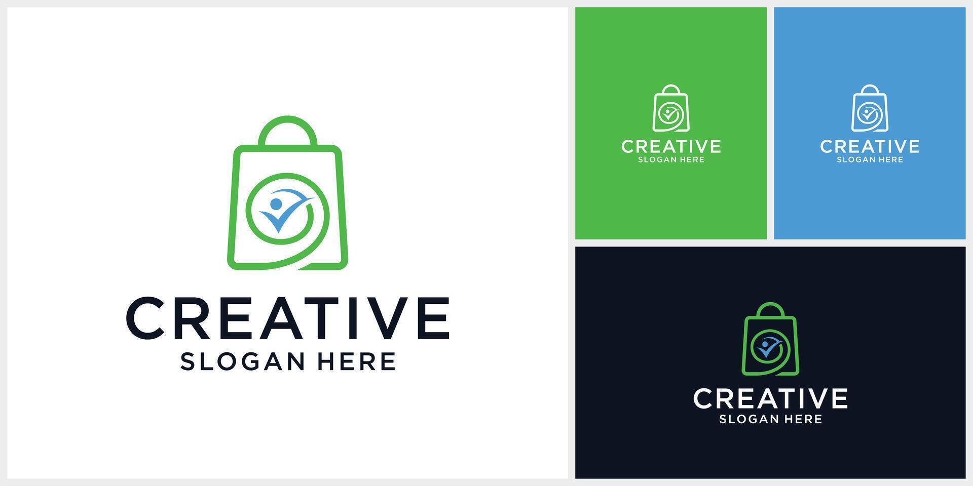 Shopping bag elements and people icon in creative concept vector