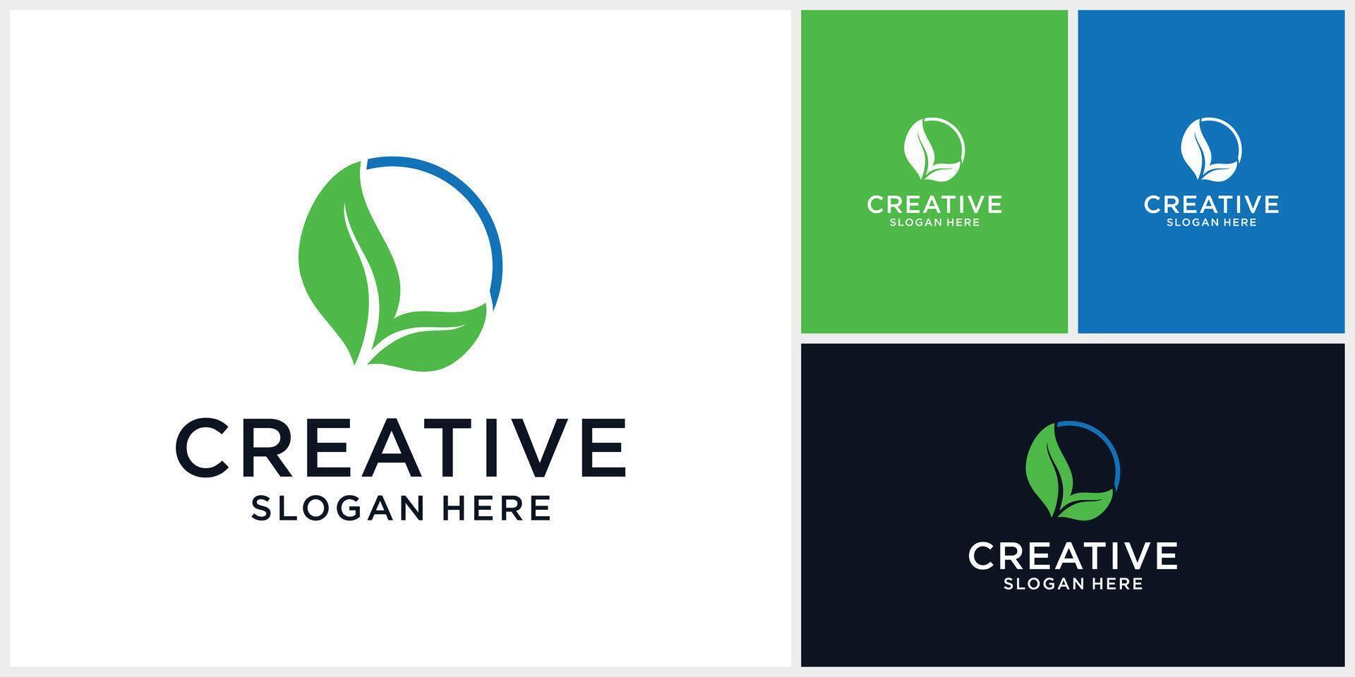 Leaf with circle vector logo