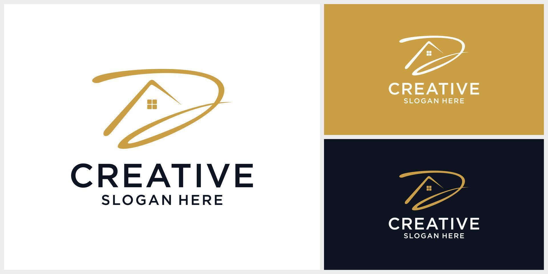 Initial letter D and home combination logo design vector
