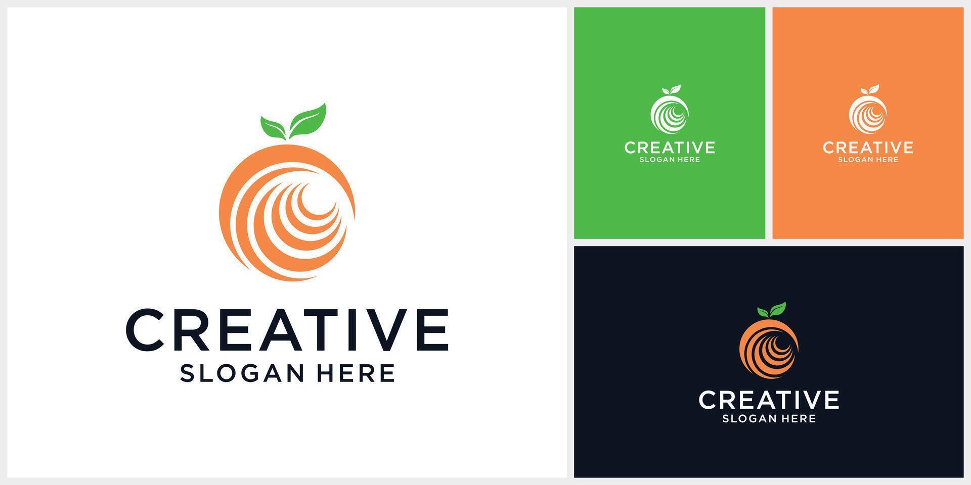 Orange logo design in a modern flat style vector