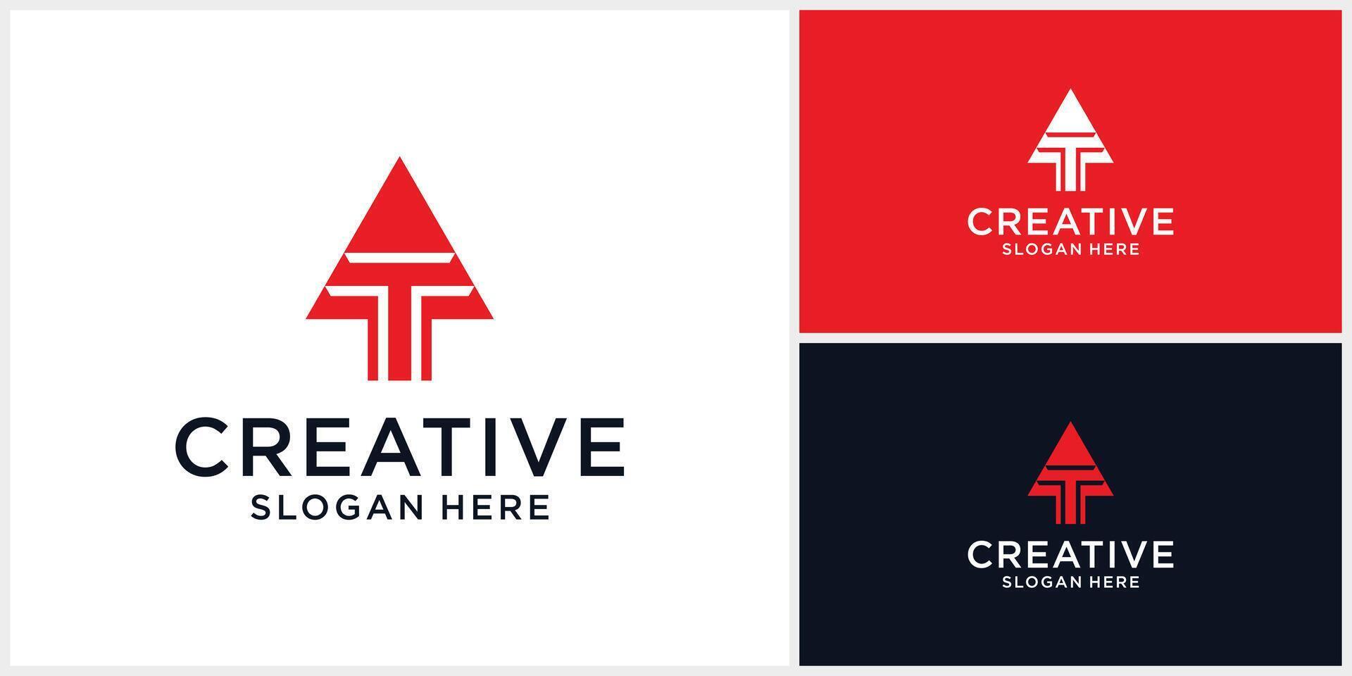 letter T with arrow combination logo design vector