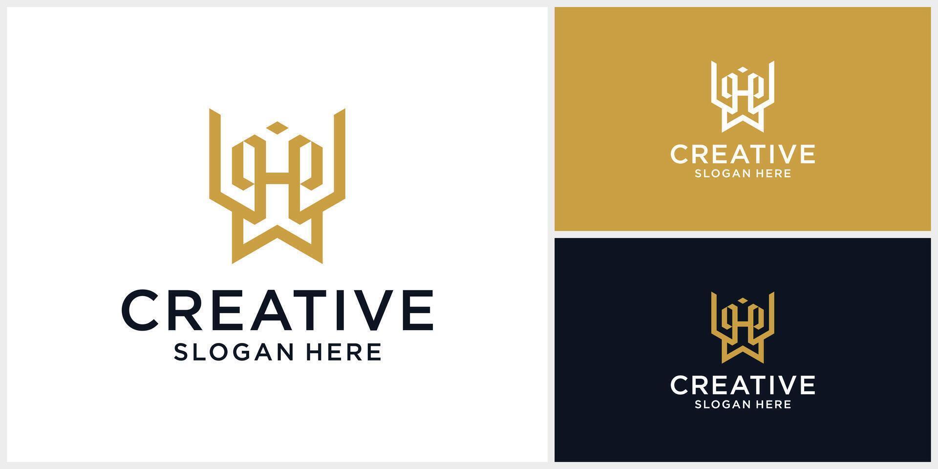Letter HW logo design abstract with liner style vector