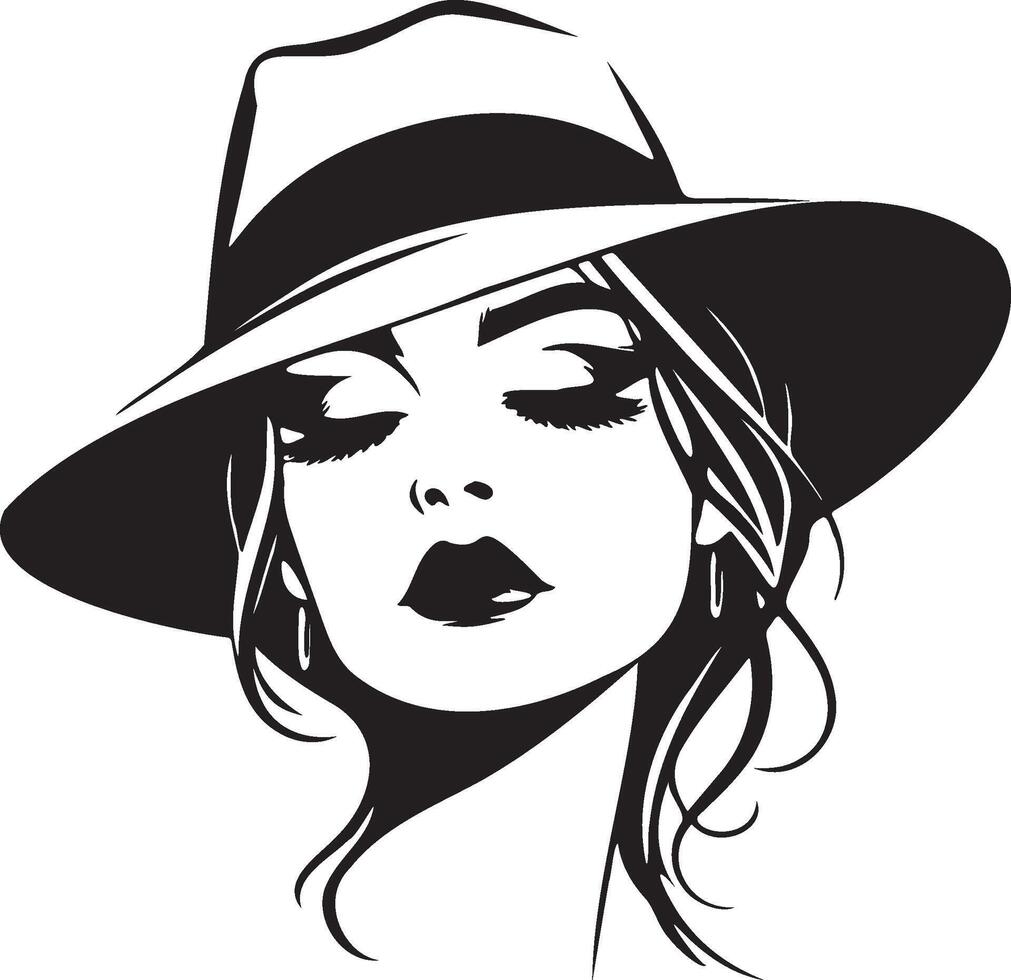 de moda mujer vistiendo sombrero ilustración. vector