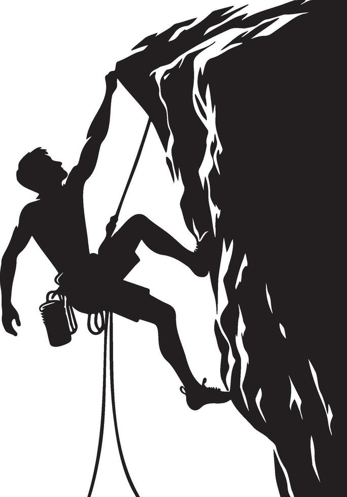 Male Rock Climber Silhouette. vector