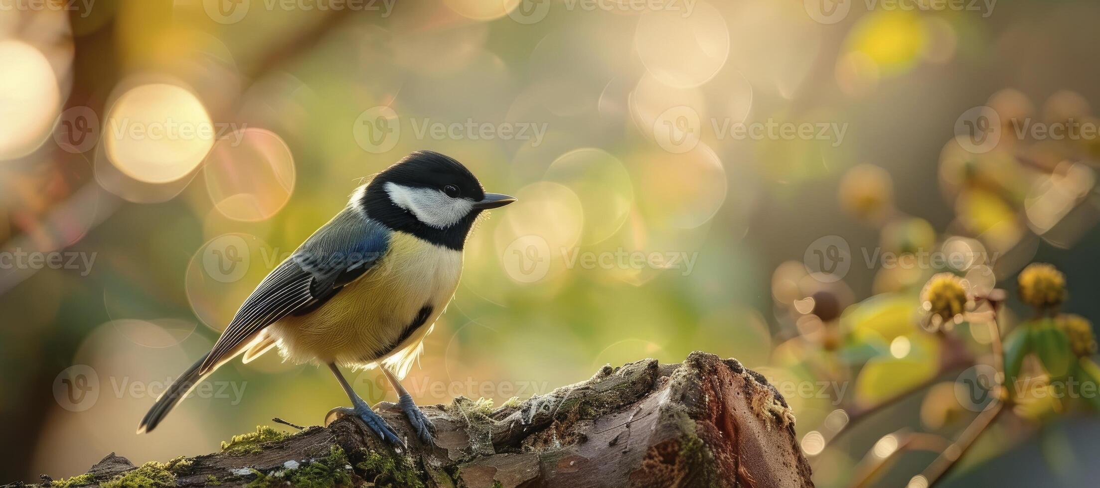 AI generated Glimpses of Nature. Macro Photography Capturing the Beauty of a Bird in Soft Pastel Tones, Enhanced by Dreamy Bokeh Background. photo