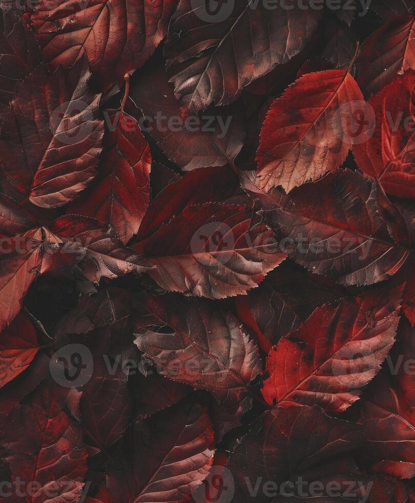 AI generated Red autumn leaves texture background photo