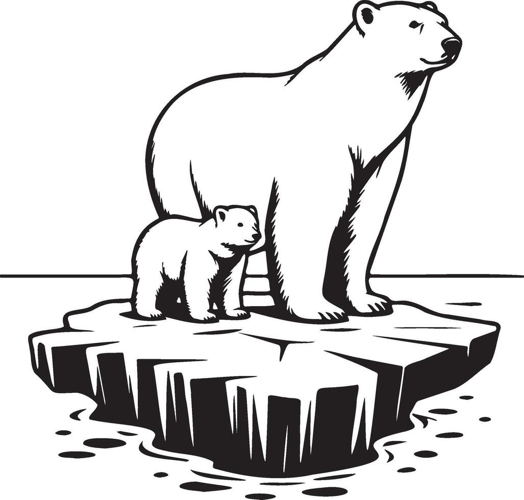 Polar Bear Standing on Ice Float. vector
