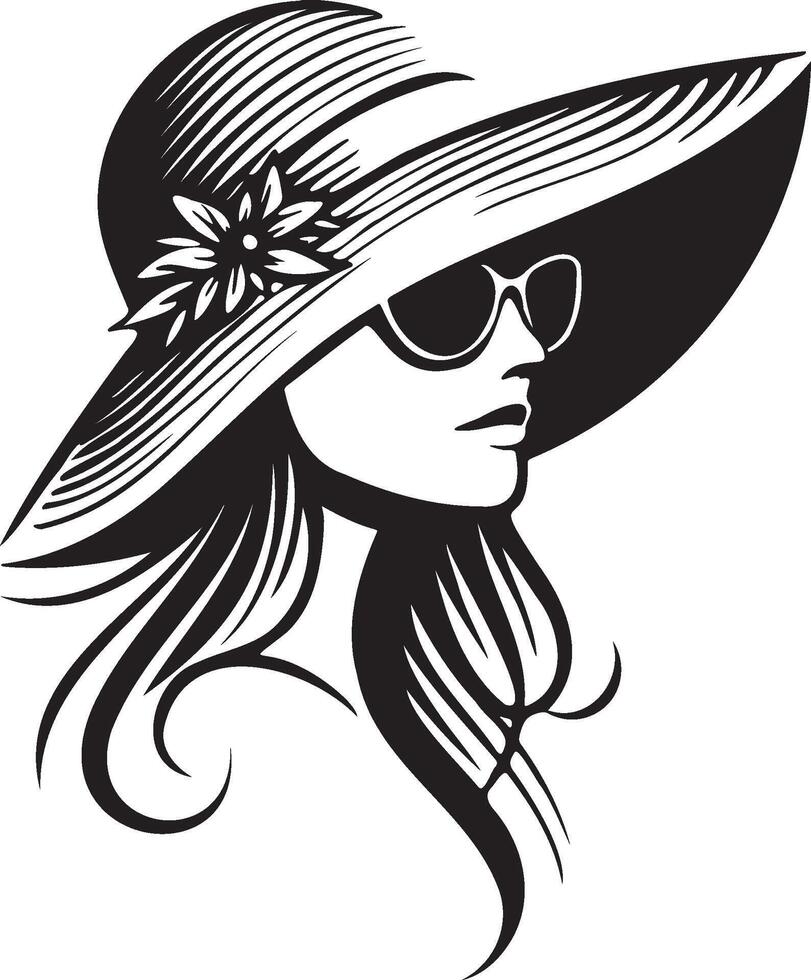 Trendy Woman Wearing Hat Illustration. vector