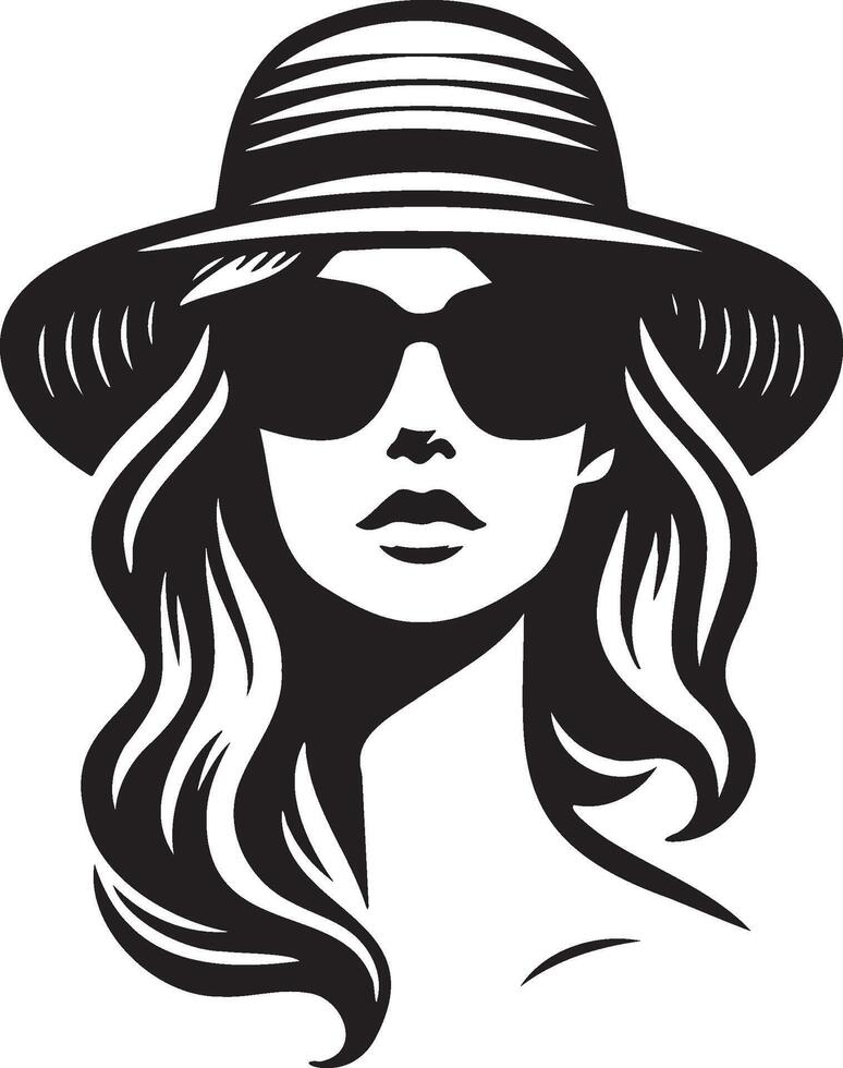 Trendy Woman Wearing Hat Illustration. vector