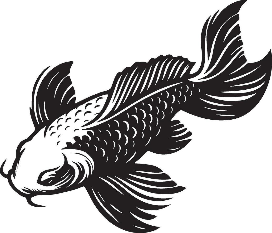 Koi Fish Sketch Drawing. vector