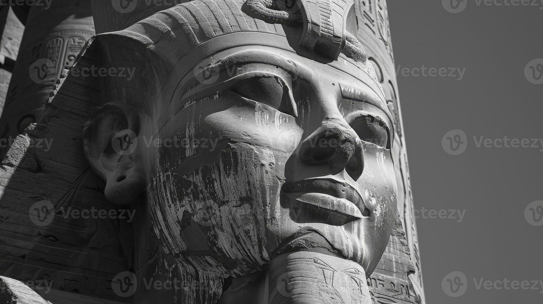 AI generated Monochrome Majesty, Egyptian Figure Captured in Classic Black and White, Echoing Timeless Elegance and Mystery. photo