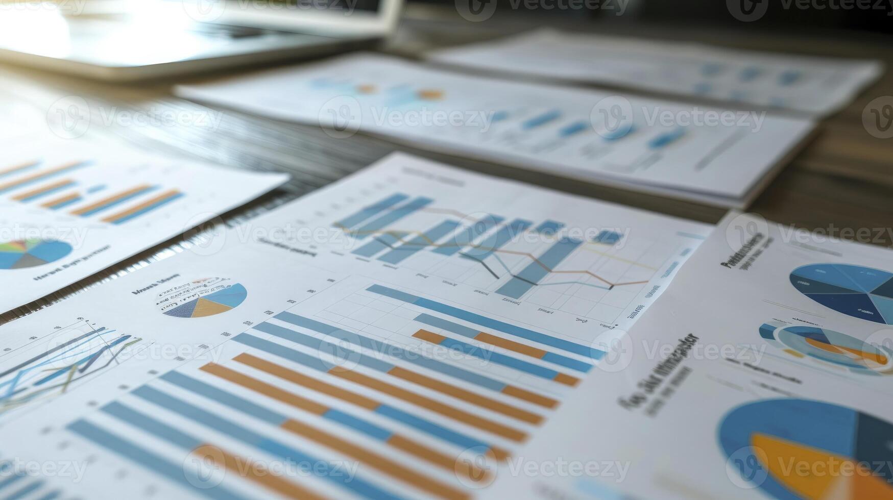 ai generado varios gráficos y gráficos, negocio concepto foto