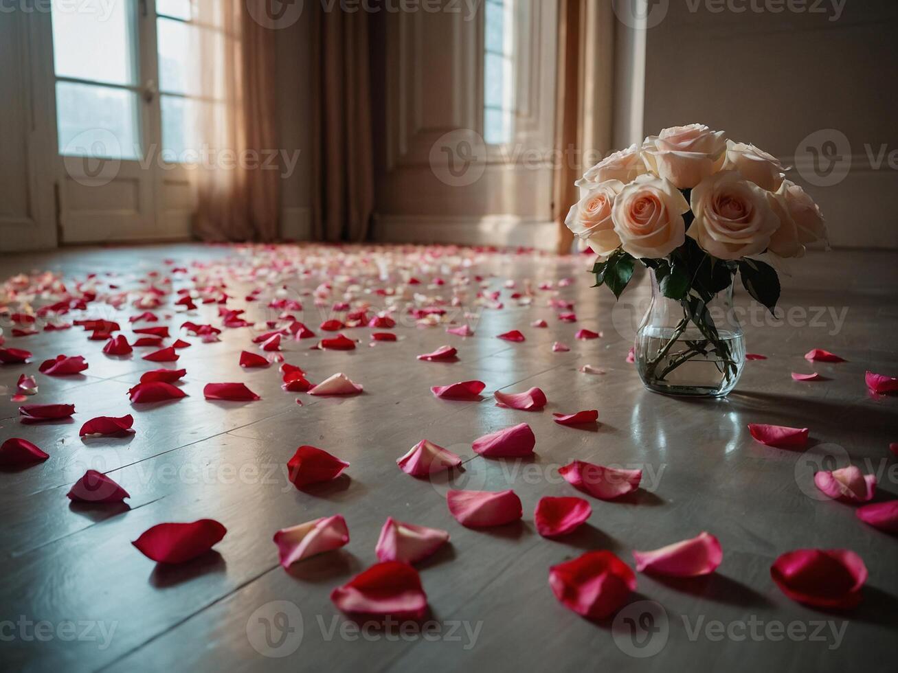 rosas decorado el piso foto