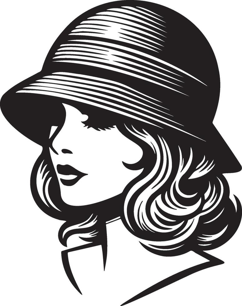 Trendy Woman Wearing Hat Illustration. vector