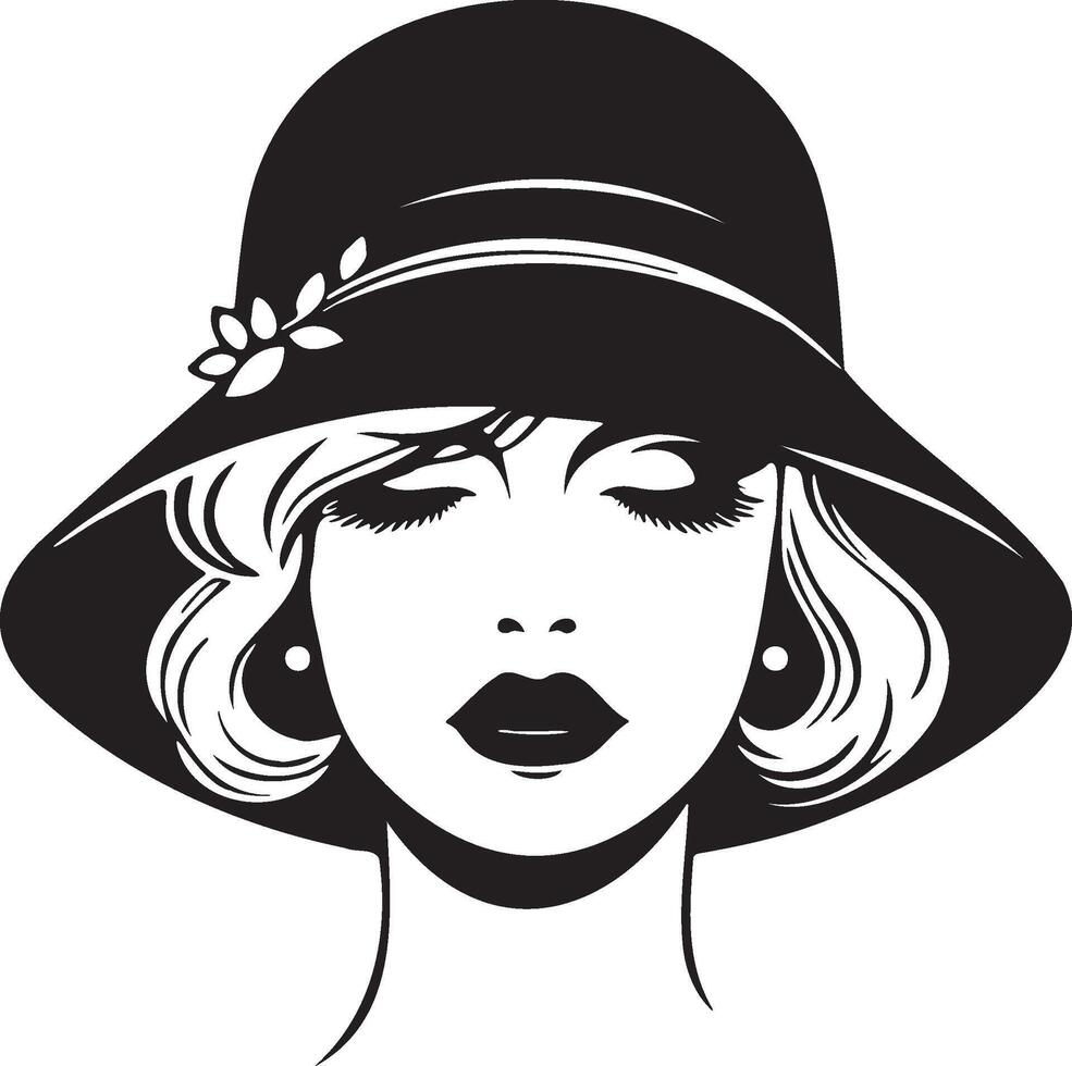 de moda mujer vistiendo sombrero ilustración. vector