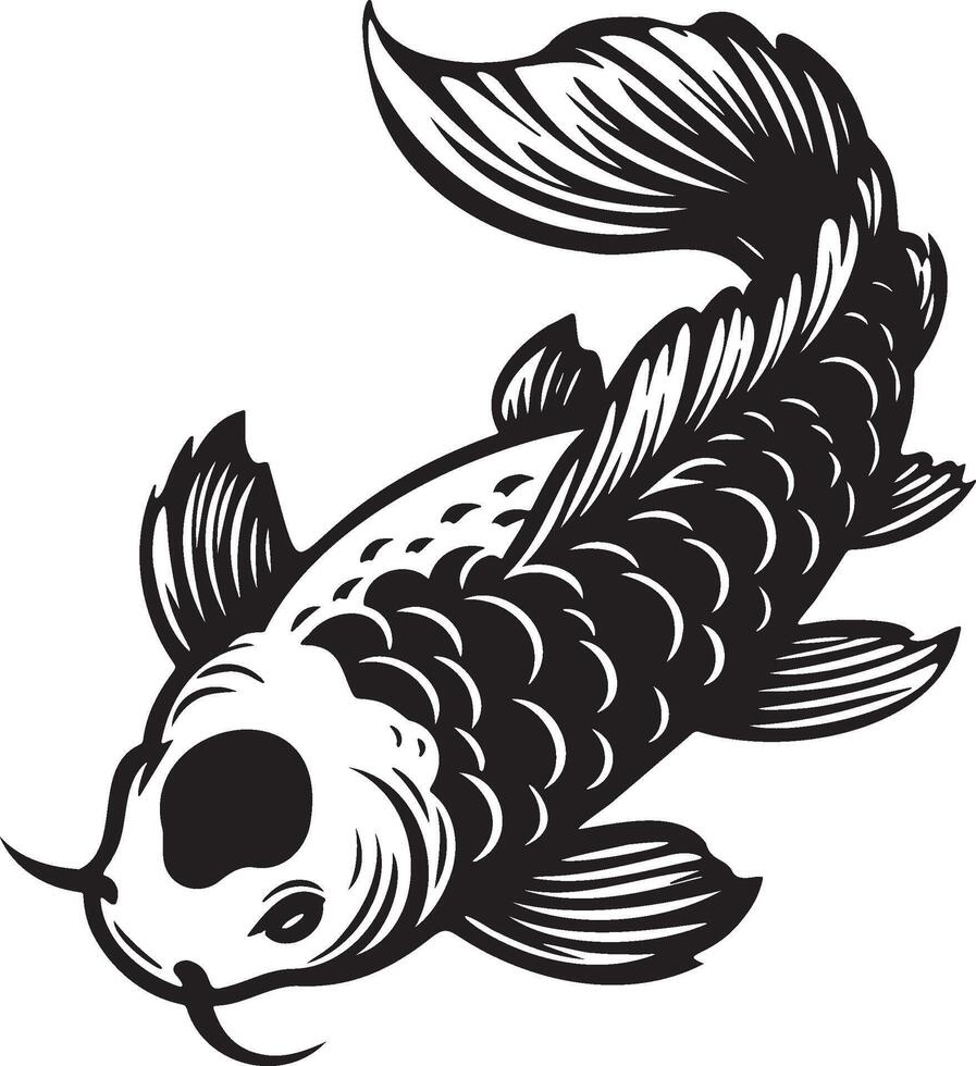 koi pescado bosquejo dibujo. vector