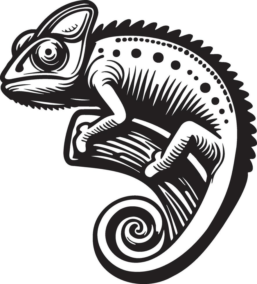 Chameleon Sketch Drawing. vector