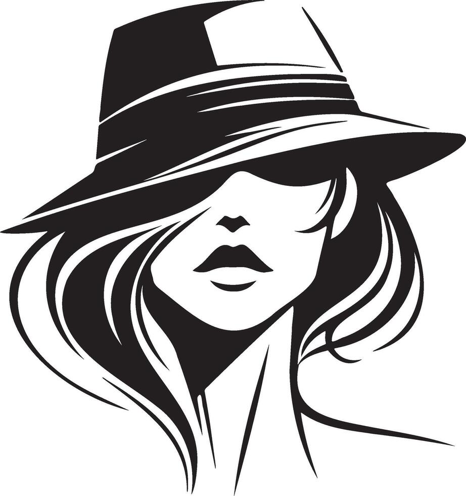 Trendy Woman Wearing Hat Illustration. vector