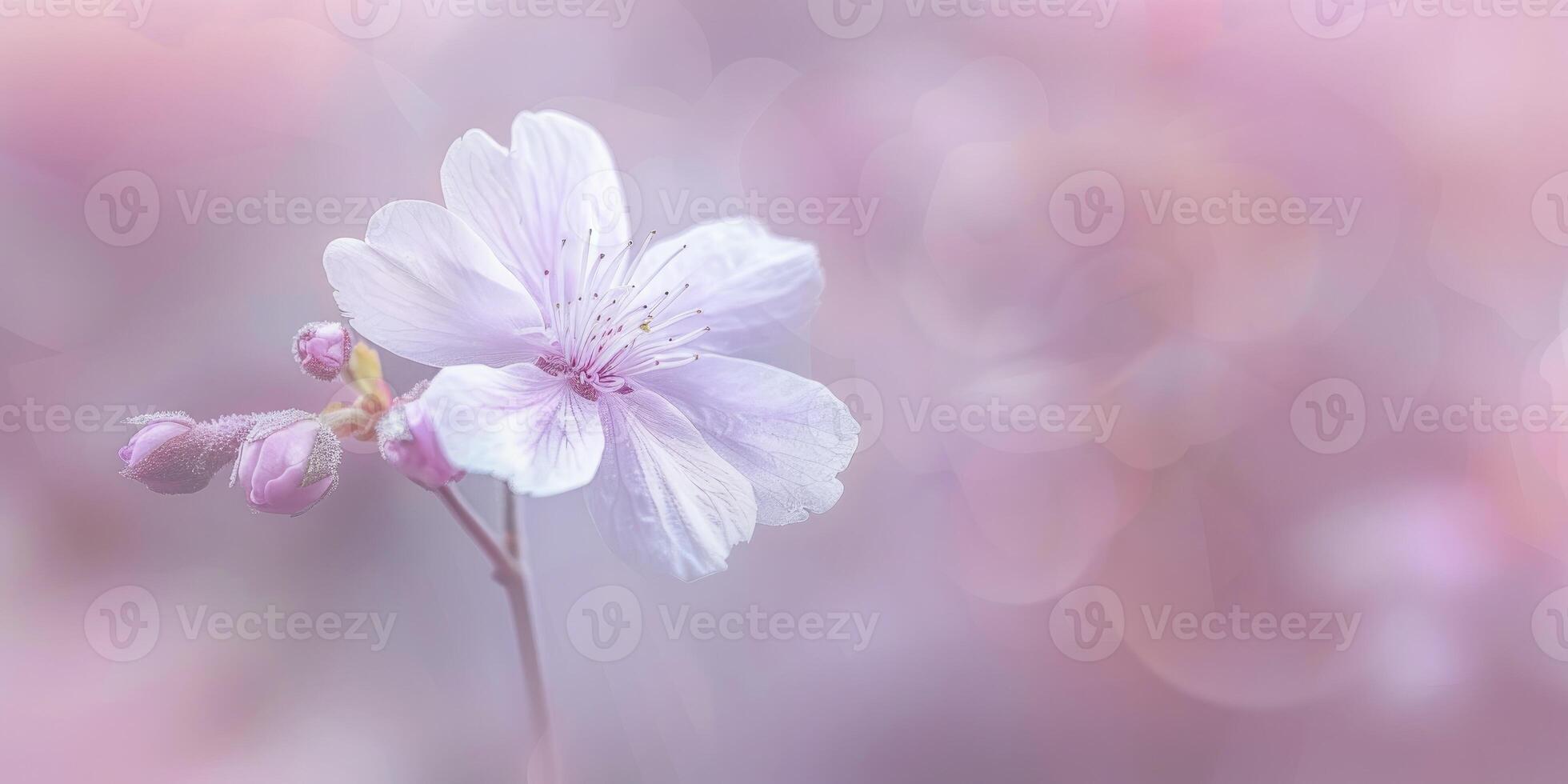 AI generated Soft Pastel Background. Pink and White Sakura Blossoms. photo